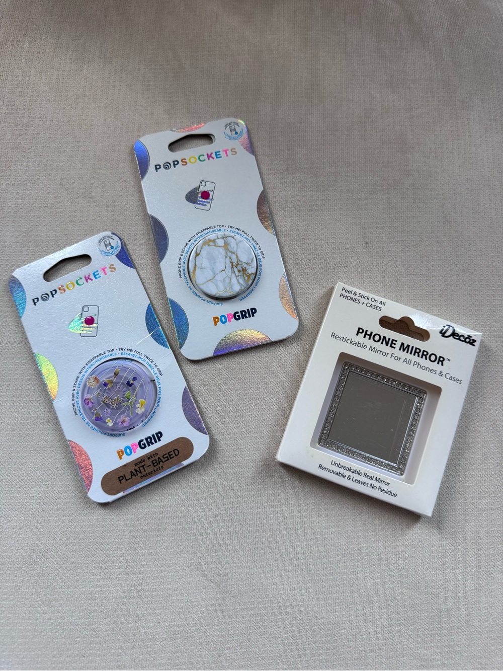 PopSocket PopGrip White Marble & Lavender Floral Phone Grips